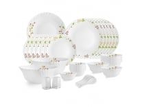 Cello Opalware Dazzle Series Secret Garden Dinner Set, 35Pcs | Opal Glass Dinner Set for 6 | Light-Weight, Daily Use Crockery Set for Dining | White Plate and Bowl Set Rs. 1435