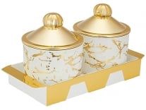 Amazon Brand – Solimo Air-Tight Dry Fruit Container Tray Set With Lid & Serving Tray, Airtight Plastic Storage Container Set 500 ml | Set of 2, White Rs. 429