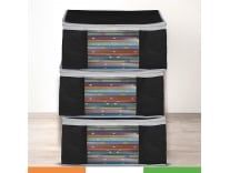 DURAWARE Saree Stacker/Bag with Duralight Fabric | Dust & Moisture Resistant | Wardrobe/Under Bed Organiser for Clothes | Pack of 3 (Black) Rs. 157