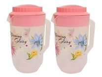 Kuber Industries Floral Design Plastic Water Jug, 2-Pieces, Pink Rs.249