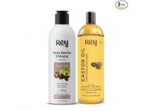 Rey Naturals Castor Oil (200 Ml) and Amla Reetha Shikakai Hair Oil (200 Ml) Combo Rs. 339