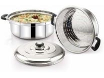 BMS Lifestyle 2 Tier Set with Lid Steamer For Pasta, Vegetable, Momo’s, Idly Maker Cooker Rice Stainless Steel Steamer 1.5 L Rs. 899