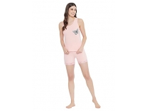 Clovia Women’s Cotton Cami Top & Shorts Set (LS0458P34_Orange_XL) Rs.389