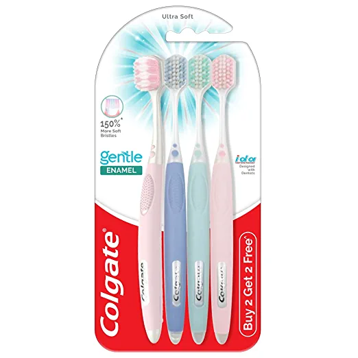Colgate Gentle Enamel Ultra Soft Bristles Manual Toothbrush for adults, 4 Pcs (Buy2 Get 2), Soft Bristles for Enamel Care,Multicolor Rs. 168
