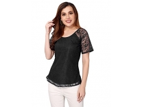 Selvia Women’s Dyed Regular fit Party Top (210TKN3044-S_BLACK1 S) Rs.159
