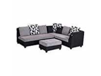 Bharat Lifestyle Lavis Acacia wood Fabric L-Shape 3+D+P 7 Seater Sofa (Black and Grey) Rs. 15450