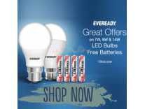 Eveready LED Bulb upto 60% off + Free Batteries