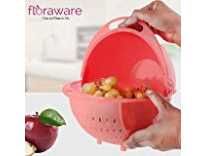 Floraware Plastic 1 Piece Washing Bowl Strainer Cum Basket for Fruits, Vegetables, Rice, Red Rs.162