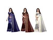 GoSriKi Synthetic Saree with Blouse Piece (Pack of 3) (TS-03-BLUE-BROWN-WHITE_Multicolor_Free Size) Rs. 569 GoSriKi Synthetic Saree with Blouse Piece (Pack of 3) (TS-03-BLUE-BROWN-WHITE_Multicolor_Free Size) Rs. 569