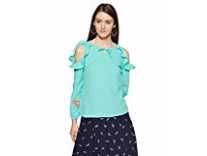 Honey by Pantaloons Women’s Plain Regular Fit Top (110031355007_Light Blue_M) Rs. 180