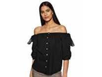 KRAVE Women Plain Regular fit Top (AW18KRAVE_ISHWARI01_ Black M) Rs. 253