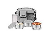 Milton Steel Combi Lunch Box with Tumbler, 4-Pieces, Grey Rs.307