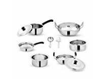 Pigeon Dazzle Stainless Steel Cookware Set, 10-Pieces, Silver Rs.1281