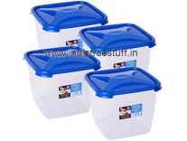 Wham Cuisine Deep Square Food Storage Plastic Container, 3.9 Litre, 4 Pcs Set, Rs.499