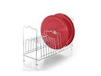 Profusion Stainless Steel Plate Stand | Plate Rack | Dish Rack | Plate Stand | Dish Stand | Lid Holder | Thali Stand | Utensil Rack for Kitchen – Capacity 6 small and 6 big plate Size: 42*15.5*25cm Rs.315