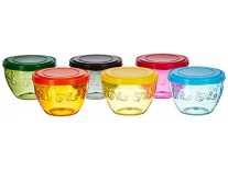 Amazon Brand – Solimo Set of 6 Wonder bowl with snapfit Lid (220ml), Pink, yellow, green, orange, blue, smoke grey Rs. 249