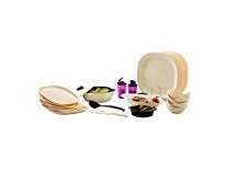 Signoraware Square Dinner Set, 29-Pieces, Off White/Maroon Rs. 1014