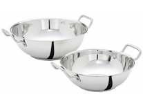 Amazon Brand – Solimo Stainless Steel Induction Bottom Kadhai Set (2 pieces, Size 12 and 14) Rs.709
