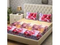 Bombay Dyeing 136 TC Polyester Double Floral Bedsheet(Pack of 1, Peach) Rs. 299