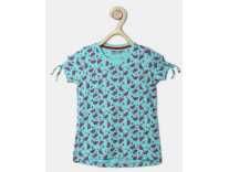 Miss & Chief Girls Printed Cotton Blend T Shirt (Blue, Pack of 1) at Rs.179