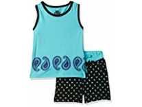Nuteez Girls Soft Sleeveless Cotton Top and Shorts Set Blue Rs. 649