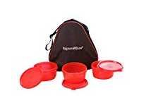 Signoraware Smart Plastic Lunch Box with Bag, 310ml, Set of 3, Red Rs. 257