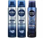 Nivea Men Ice Cool Deodoriser & Cool Kick Deodorant Combo – Pack of 3 Deodorant Spray – For Men(390 ml, Pack of 3) Rs. 328