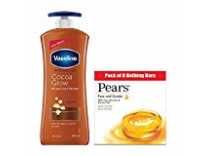 Vaseline Intensive Care Cocoa Glow Body Lotion, 400 ml with Pears Pure and Gentle Bathing Bar, 125 g (Pack of 8) Rs. 453 Vaseline Intensive Care Cocoa Glow Body Lotion, 400 ml with Pears Pure and Gentle Bathing Bar, 125 g (Pack of 8) Rs. 453