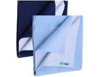 [Min Qty.2] Newnik Cozymat Quick Oeko Tex Approved Dry Sheet/Bed Protector for New Born, Toilet Training Toddler, Old Age & New Moms (Small (50cm x 70cm), NavyBlue + Sky Blue) Rs. 102