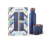 YOGARISE Copper Bottle with 2 Glasses/Tumblers for Home & Office Use, Pure Copper, BPA free & Non-toxic Flask, Leak-proof, Lightweight, Easy to clean, Eco-friendly (Pack of 3) (Blue) Rs. 599