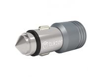 Tukzer 4.8 Amp Universal Car Mobile Charger| Dual USB Port 2.4A + 2.4A Fast Charging| DC12V-24V Cigarette Lighter Adapter| Emergency Glass Breaker Steel Tip| for All Smart Phones and Tablets (Grey) Rs.389