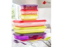 Porslin 6 Compartment Violet, Green, Red Combo of 3 Lunch Box Office School Collage Use 6 Containers Lunch Box 1200 ml Rs.259
