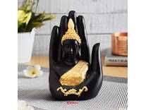 archies Buddha Palm Handcrafted Polyresin Showpiece for Diwali Festival, Home Décor Gift, Resin Material (Black and Golden) Rs. 189