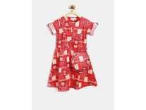 Bella Moda Girls Midi/Knee Length Casual Dress(Red, Half Sleeve) Rs. 44
