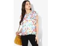 Pepe Jeans Casual Butterfly Sleeve Printed Women Multicolor Top Rs. 310