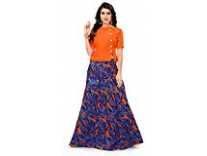 Florence Women’s art silk Lehenga Choli (LG051_ Navy Blue and Orange_ Free) Rs.284
