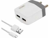 Flipkart SmartBuy Dual Port 2.4A Fast Charger with Charge & Sync USB Cable(White, Grey, Cable Included) Rs.249