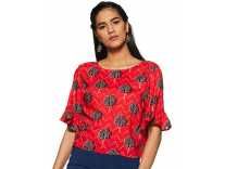 global desi Women’s Floral Regular fit Top (EC18G362TPRYDARK Reds_Dark S) Rs. 274