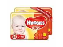 Huggies New Dry Medium Size Diapers Combo Pack of 2, 60 Counts Per Pack (120 Counts) Rs. 1027