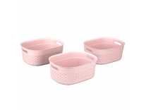 Kolorr Stitch Basket Storage Organizer for Home Kitchen Wardrobe Pack of 3 Medium Size (6L Capacity) Plastic Baskets – Pink Rs. 378