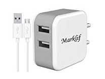 Marklif Dual USB Fast Wall Charger and Micro-USB Cable with Multi-Protection Rs.149