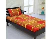 Valito – Microfiber (90 GSM), Single Bedsheet, (235 cm x 140 cm) with Matching Pillow Cover (42 cm x 69 cm) – Red Floral Motif, Yellow Rs. 99