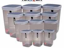 Nayasa GRY12 – 1000 ml, 1500 ml, 550 ml, 750 ml Plastic Pickle Container & Salt Pepper Container, Oil Container, Fridge Container, Spice Container, Tea Coffee & Sugar Container, Grocery Container, Utility Box(Pack of 12, Grey) Rs.990