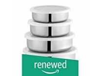 (Renewed) Amazon Brand – Solimo 4-Piece Stainless Steel Storage Container Set, 17 cm Rs.227