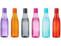 Amazon Brand – Solimo Plastic Fridge Bottle Set (6 pieces, 1L, Checkered pattern, Multicolour) Rs. 419
