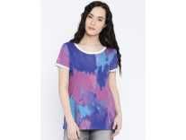 Vero Moda Casual Regular Sleeve Printed Women Purple, Blue, Pink Top Rs. 259