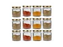 Pure Source India Small Glass jar Set of 12 pcs Coming with Metal Golden Color Air Tight and Rust Proof Cap, Capacity 50 Gram About Made in India (Glass Container Air Tight) Rs.499