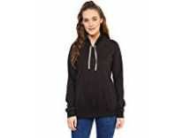 Purys Women’s Fleece Solid String Hoodie (Brown, Large) Rs.274