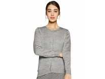 Qube By Fort Collins Women’s Synthetic Cardigan (cardr02_M.Grey_M) Rs. 306