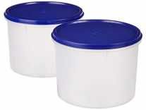 Amazon Brand – Solimo Round Plastic Container, 2.2 litres, Set of 2, Blue Rs. 399